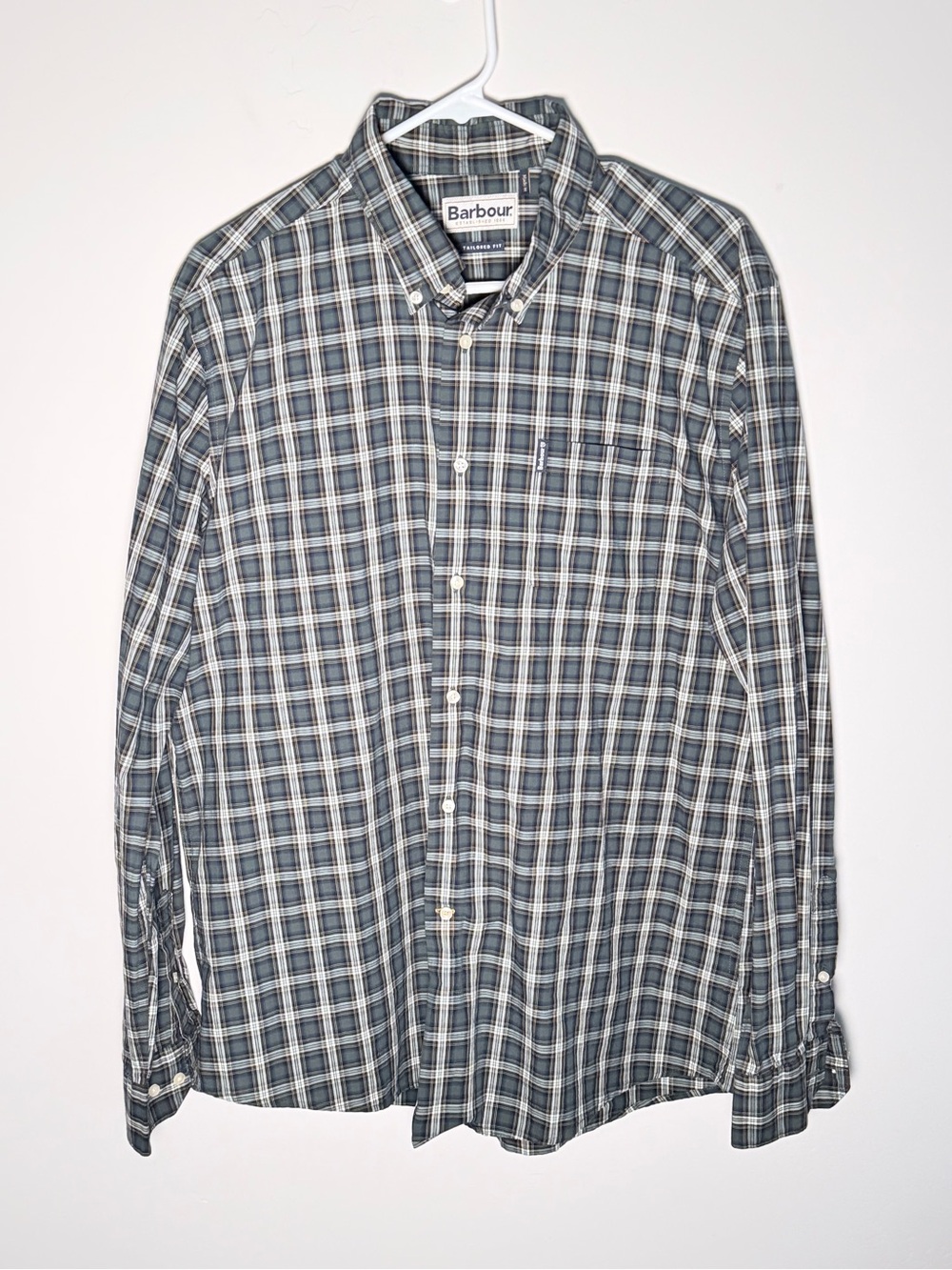 Barbour Navy and White Plaid Button-Down Shirt - Picture 1 of 7